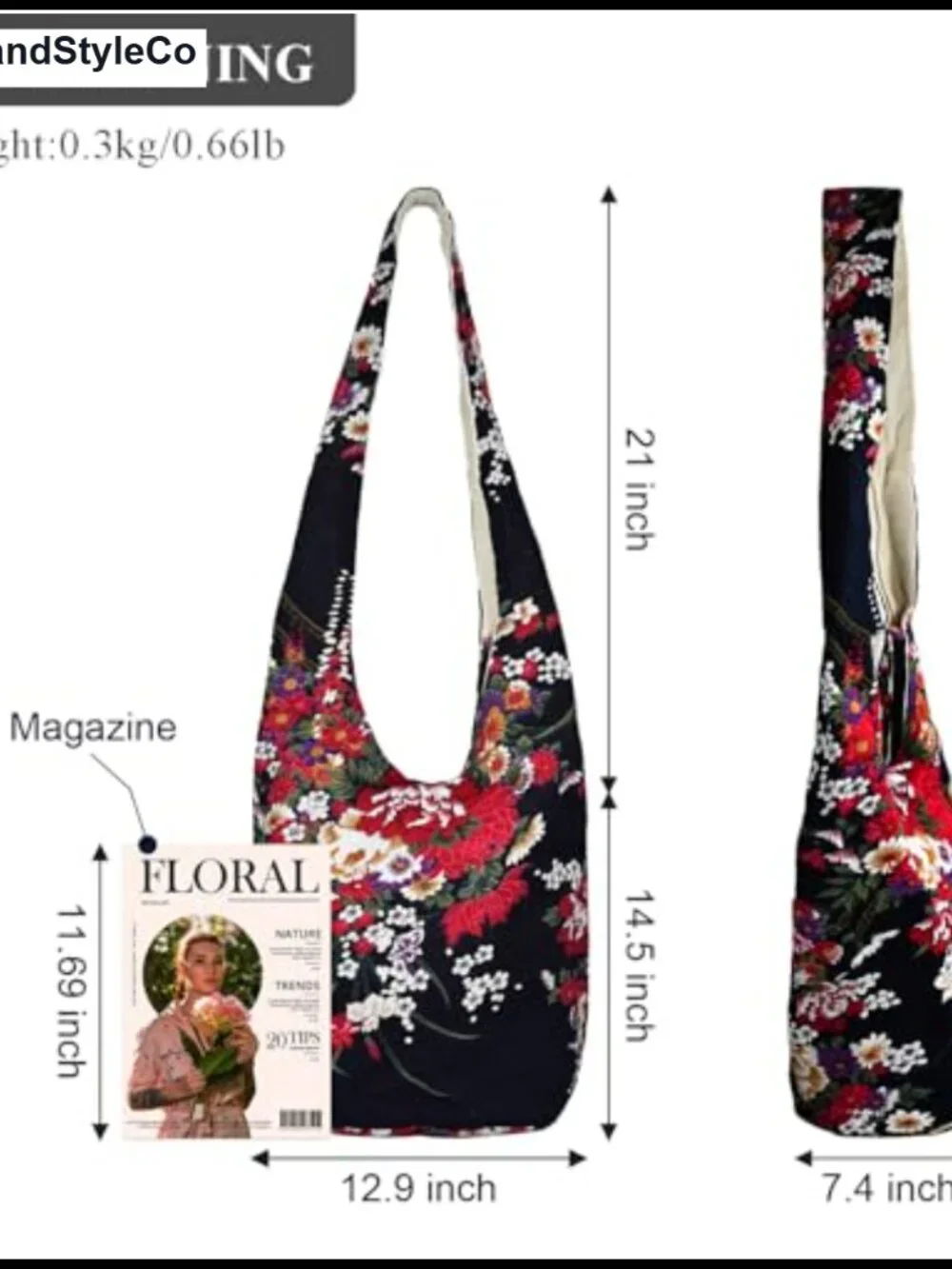 Boho Hobo Shoulder Bag for Women Zipped Cotton Handbag Crossbody Tote
